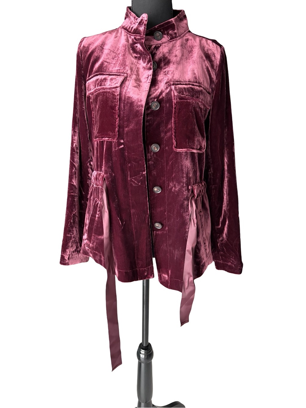 LOFT Velvet Utility Jacket in Berry